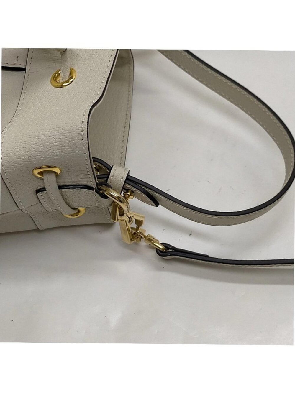 Authentic Gucci Ophidia Mini Bucket Bag White Leather GG Logo Crossbody - Picture 6 of 16